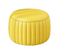 lyxamjrzyp Tabouret Rond Repose-Pieds Petit Pouf Rembourré en Cuir Napa Empilable Banc Bas pour Entrée Changement de Chaussures Salon Canapé(Yellow,Large)