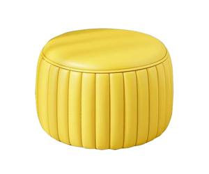 lyxamjrzyp Tabouret Rond Repose-Pieds Petit Pouf Rembourré en Cuir Napa Empilable Banc Bas pour Entrée Changement de Chaussures Salon Canapé(Yellow,X-Large)