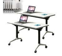 LYXBKSW 2 Table de Conférence Pliante avec roulettes Verrouillables, Table Bureau Portable, Gain de Place pour Bureau, Salle de ormation et Séminaire(160x60cm/63x24in)