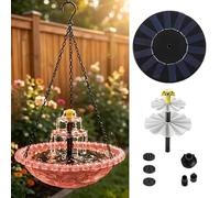 LYXBKSW Fontaine Bain Oiseaux Suspendue Cascade Solaire, Mangeoire Oiseaux, Kit de Douche et Bain pour Colibris, pour Terrasse, Jardin, Balcon(Pink)