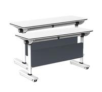 LYXBKSW Lot de 2 Tables de Conférence Pliantes à Plateau Rabattable, Bureau Modulaire avec Panneau de Confidentialité et roulettes Verrouillables pour Salle de ray,140x50cm/55.1x19.6in)