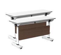 LYXBKSW Lot de 2 Tables de Conférence Pliantes à Plateau Rabattable, Bureau Modulaire avec Panneau de Confidentialité et roulettes Verrouillables pour Salle de rown,140x40cm/55.1x15.7in)