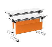 LYXBKSW Lot de 2 Tables de Conférence Pliantes à Plateau Rabattable, Bureau Modulaire avec Panneau de Confidentialité et roulettes Verrouillables pour Salle de Classe(Orange,140x60cm/55.1x23.6in)