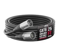 LyxPro Câble Ethernet CAT6 blindé de 7,6 m - Câble RJ45 audio et éclairage professionnel, transmission du son de qualité studio, durabilité extrême - Noir