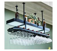 LYXSDMN Étagères à vin pour la maison/le bar, montage mural industriel rétro avec porte-verre, étagère à vin rustique en métal, porte-bouteilles à 2 niveaux, étagère murale pour bar, cuisine, armoire