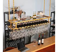 LYXSDMN Porte-bouteilles à l'envers, porte-bouteille européen, étagère à bouteille suspendue de style industriel, porte-bouteille pour vin domestique, porte-gobelets, porte-bouteille réglable en