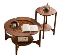 LYXWGRZD Ensemble de Table Basse Rondes, Tables Gigognes avec Rangement Ouvert à Double Couche et Patins Antidérapants