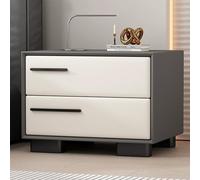 LYXWGRZD Nightstand PU Leather, Bed End Table Wooden, Night Stand with Metal Slide Rail, Bedside Table for Modern Bedroom/Living Room/Office/Sofa Side(Dark Gray+White,19.6"/50cm)