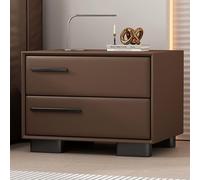 LYXWGRZD Nightstand PU Leather, Bed End Table Wooden, Night Stand with Metal Slide Rail, Bedside Table for Modern Bedroom/Living Room/Office/Sofa Side(Brown,23.6"/60cm)