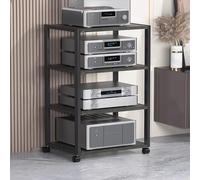 LYXWGRZD Rack Audio Meuble Audio Vidéo avec Support Multimédia À Poulies for Rangement Ouvert, Organisateur Élégant for Votre Système Vidéo Domestique(Nero,89cm/35in)