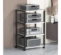 LYXWGRZD Rack Audio Meuble Audio Vidéo avec Support Multimédia À Poulies for Rangement Ouvert, Organisateur Élégant for Votre Système Vidéo Domestique(Wit,89cm/35in)