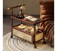 LYXWGRZD Table Basse D'Appoint à 2 Niveaux avec roulettes, Tables D'Appoint étroites pour Canapé, Table D'Appoint Centrale pour Salon, Appartement, Cuisine, Terrasse(Brown,19.6''/50cm)