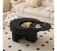 LYXWGRZD Table Basse Minimaliste Moderne avec Plateau Rotatif à 360°, Rangement Dissimulé pour Salon, Chambre, Balcon, Bureau(Nero)