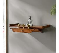 LYXWGRZD Table D'autel Murale Bouddha avec Tiroir, Petite Table de Méditation, Tables de Prière Bouddhistes en Bambou pour Rituels et Petits Espaces(Brown,40cm/16'')