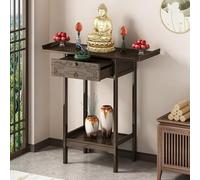LYXWGRZD Table de Prière et de Méditation sur Pied, Table D'autel en Bambou avec Plateau Coulissant et Tiroir, pour Prières et Rituels Spirituels(60cm/24'')