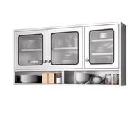 LYXXJRYBHD Armoire Murale et Étagère Suspendue en Acier Inoxydable, Grande Capacité avec Porte à Mailles et Étagères Réglables, pour Cuisine, Salle de Bain, Salon(59x11.8x27.5in/150x30x70cm)