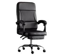 LYXXJRYBHD Chaise de Bureau Ergonomique avec Repose-Pieds, Fauteuil de Bureau Confortable en Cuir Synthétique, Dossier Haut et Soutien Lombaire(Black)