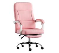 LYXXJRYBHD Chaise de Bureau Ergonomique avec Repose-Pieds, Fauteuil de Bureau Confortable en Cuir Synthétique, Dossier Haut et Soutien Lombaire(Pink)