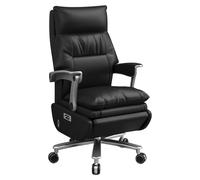 LYXXJRYBHD Chaise de Bureau Exécutive Électrique avec Repose-Pieds, Chaise de Bureau en Cuir Incliné, Chaise Ergonomique avec Fonction de Vibration(Black)