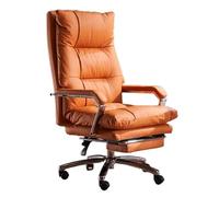 LYXXJRYBHD Chaise de Bureau Exécutive, Fauteuil de Bureau Haut Dossier, Fauteuil en Cuir avec Repose-Pieds Rétractable, Chaise de Bureau Réglable en Hauteur(Orange)