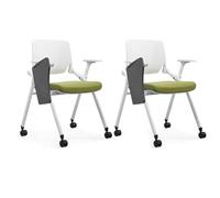 LYXXJRYBHD Chaise de Bureau Pliante avec Roues, Chaise de Bureau avec Plateau, Chaise Empilable pour Réunion et Formation(Green)