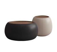 LYXXJRYBHD Ensemble 2 Tables Basses Rondes Modernes, Table Basse avec Grand Rangement Caché, Tables D’appoint Élégantes pour Salon, Chambre ou Appartement(Black)