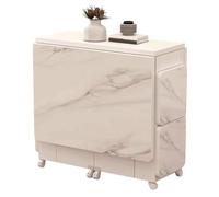 LYXXJRYBHD Table à Manger Pliable avec 4 Chaises et roulettes, Table de Salle à Manger Pliable avec Étagère de Rangement, pour Petite Cuisine ou Salle à Manger(White,55.1x30.3in/140x77cm)