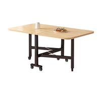 LYXXJRYBHD Table à Manger Pliable avec roulettes, Table de Cuisine Extensible Gain de Place, Table Pliable avec Structure en Acier Carbone Solide(Natural,51.1x31.4in/130x80cm)
