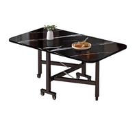 LYXXJRYBHD Table à Manger Pliable avec roulettes, Table de Cuisine Extensible Gain de Place, Table Pliable avec Structure en Acier Carbone Solide(Black,39.3x23.6in/100x60cm)