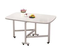 LYXXJRYBHD Table à Manger Pliante avec Allonge, roulettes Verrouillables, Table Rectangulaire Gain de Place, Tables de Cuisine Extensible pour Salle à Manger(White,47.2x31.4in/120x80cm)