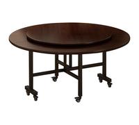 LYXXJRYBHD Table à Manger Pliante avec Plateau Tournant, Table de Cuisine avec roulettes, Tables de Repas Mobile pour Petits Espaces, Design Gain de Place et Pratique(Brown,70.8x29.5in/180x75cm)