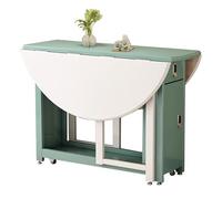 LYXXJRYBHD Table à Manger Pliante avec Tiroirs de Rangement, Table de Cuisine Ronde à Abattant avec roulettes, Tables Pliante Interieur pour Salon(Green)
