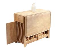 LYXXJRYBHD Table à Manger Pliante, Ensemble Pliable avec 4 Chaises, Table avec Tiroir de Rangement et roulettes, Meuble de Cuisine Idéal pour Salle à Manger ou Restaurant(Natural)