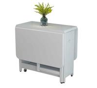 LYXXJRYBHD Table à Manger Pliante Gain de Place, avec roulettes et Tiroir de Rangement, Table Pliante Solide pour Cuisine Et Salon(White)