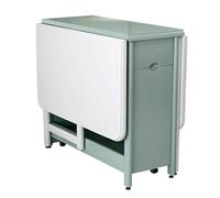 LYXXJRYBHD Table à Manger Pliante Gain de Place, avec roulettes et Tiroir de Rangement, Table Pliante Solide pour Cuisine Et Salon(Green)