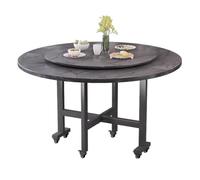 LYXXJRYBHD Table à Manger Pliante, Table de Cuisine avec roulettes, Tables Ronde Pliante avec Plateau Tournant pour Petit Espace, Bureau ou Salle à Manger(47.2x29.5in/120x75cm)