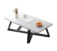 LYXXJRYBHD Table Basse Moderne en Ardoise avec Structure en Acier Carbone, Style Contemporain pour Salon ou Chambre, Idéale comme Table D’appoint ou Centrale(White,39.3in/100cm)