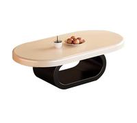 LYXXJRYBHD Table Basse Ovale Moderne avec Étagère, Design Gain de Place pour Salon ou Canapé, Facile à Monter, Pratique Et Fonctionnelle(Black,39.3x21.6in/100x55cm)