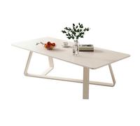 LYXXJRYBHD Table Basse Rectangulaire, Cadre en Métal, Table D'appoint, Gain de Place, Salon, Chambre, Appartement(White,51.1in/130cm)