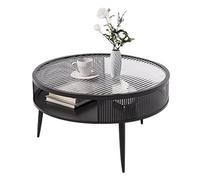 LYXXJRYBHD Table Basse Ronde 2 Niveaux avec Rangement, Table de Salon Facile à Monter pour Séjour, Bureau, Balcon, Tables Basses Design Moderne(Black,27.5in/70cm)