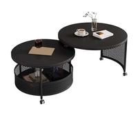 LYXXJRYBHD Table Basse Ronde à roulettes, Style Moderne et Pratique pour Salon ou Studio, Structure Robuste, Facile à Monter, Format Compact pour Petits Espaces(Black,Small)