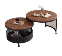 LYXXJRYBHD Table Basse Ronde à roulettes, Style Moderne et Pratique pour Salon ou Studio, Structure Robuste, Facile à Monter, Format Compact pour Petits Espaces(Multi-Colored,Small)