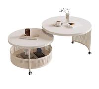 LYXXJRYBHD Table Basse Ronde à roulettes, Style Moderne et Pratique pour Salon ou Studio, Structure Robuste, Facile à Monter, Format Compact pour Petits Espaces(White,Small)