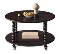 LYXXJRYBHD Table Basse Ronde avec roulettes, Table D'appoint Vintage Gain de Place Pratique, Tables Basses pour Salon ou Petit Espace(Black,27.5in/70cm)