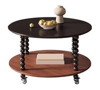 LYXXJRYBHD Table Basse Ronde avec roulettes, Table D'appoint Vintage Gain de Place Pratique, Tables Basses pour Salon ou Petit Espace(Brown,31.4in/80cm)