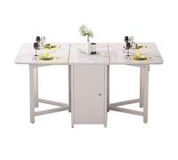 LYXXJRYBHD Table Cuisine Pliante, avec Étagère de Rangement, Tables a Manger Pliante à roulettes, Table Pliantes Bois Idéale pour Salle à Manger et Petits Espaces(White,55.1x35.4in/140x90cm)