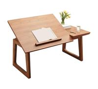 LYXXJRYBHD Table Pliante Réglable en Hauteur, Bureau D'appoint Élégant pour Canapé ou Lit, Idéal pour Télétravail ou Table Basse dans Le Salon(Natural,23.6in/60cm)