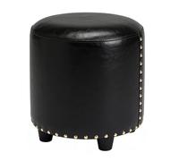 LYXXJRYBHD Tabouret Bas Rond, Petit Pouf Rembourré, Repose-Pieds Polyvalent, Design Compact et Léger, pour Salon et Chambre à Coucher(Black,Small)