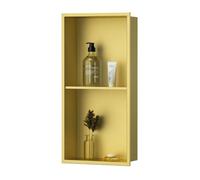 LYXXW Niche Douche Moderne Encastrée, 11" X27,5 X4,9, Organiseur À Deux Étagères en Acier Inoxydable 304, Étagère Rangement Intégrée et sans Joint pour Salle Bain et Cuisine,d'or