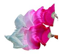 LYXYGMV 1 Paire Gauche Droite Soie Danse du Ventre Ventilateur Voile Femmes Longs Ventilateurs voiles for louange Performance pour Spectacles de Danse Orientale(Color 3,210cm 1pair)